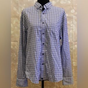 UNTUCKit Men's Blue and White Check Button-Down Shirt